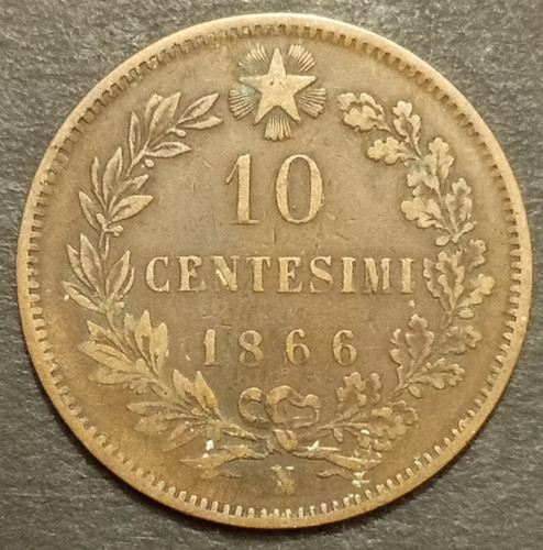 Centesimi lire valore 1866 - 10,