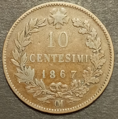 Centesimi lire valore 1867 - 10,