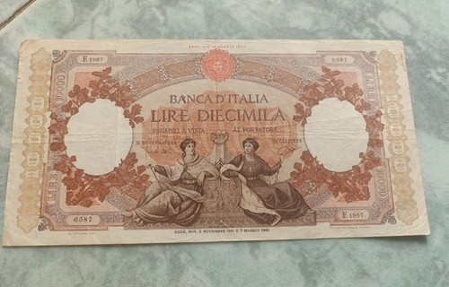 Banca italia banconota lire - banca, d'italia